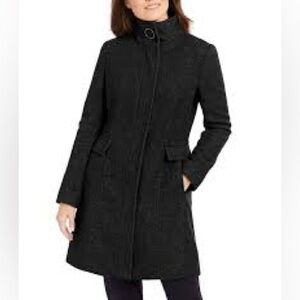 Calvin Klein Black Wool Blend Pea Coat